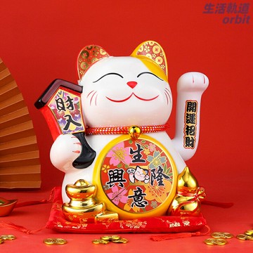 【自動招手招財】招財貓擺件 開業禮品 店鋪擺件 家居飾品 招財貓 桌面擺件 吉祥物 樹脂材質 大小號可選 開業喬遷送禮