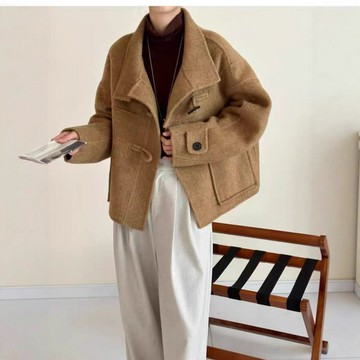 小個子立領雙面羊毛大衣女2025秋冬新款時尚洋氣減齡短款毛呢外套 鑫弘-素時衣櫥