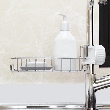 水龍頭不鏽鋼置物架 廚房衛浴收納 不鏽鋼瀝水架 免打孔不留痕掛勾掛架