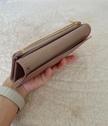 -手染紙革拉鍊中錢夾 /-*裸粉色*26年新品*素食紙皮革