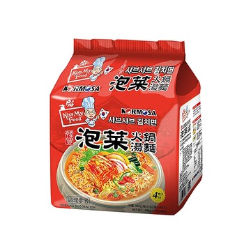 韓國 KORMOSA 泡菜火鍋湯麵(110g*4入/整袋裝)【小三美日】D640541 湯麵 泡麵 晚餐 宵夜 熱湯 kimchi
