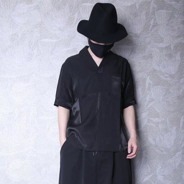 2019新款夏季潮牌短袖T恤絲光緞面襯衫領氣質青年潮男百搭t恤衣服