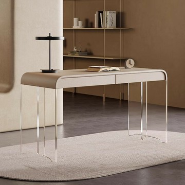 免運附發票 辦公家具 辦公桌 書桌 電腦桌 茶桌 奶油風書桌現代簡約輕奢辦公桌設計師書房家用梳妝臺寫字臺一體桌 快速出貨PYYal8001