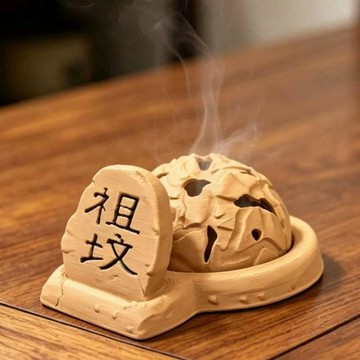 祖墳冒青煙香爐3D打印塔香茶桌香爐香薰爐趣味創意桌面創意擺件