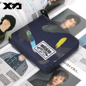 原創潮牌時尚商務短款男士錢包簡約休閑拉鏈錢夾韓版潮流學生銀包