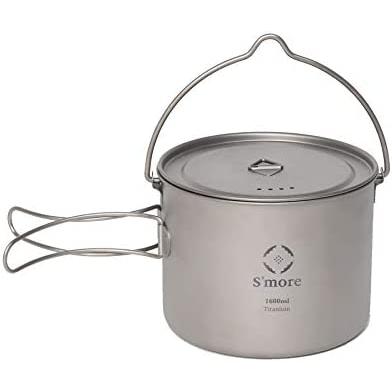 S'more(スモア) Titanium Hanging Pot チタンマグ カップ キャンプ ポット キャンプ (1600ml 1600ｍｌ)