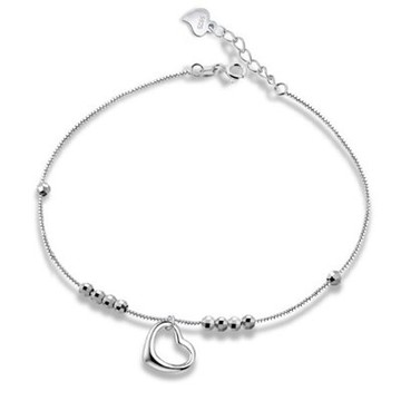 925純銀腳鍊銀飾-時尚個性簡約心型生日情人節禮物女飾品73ib16【獨家進口】【米蘭精品】