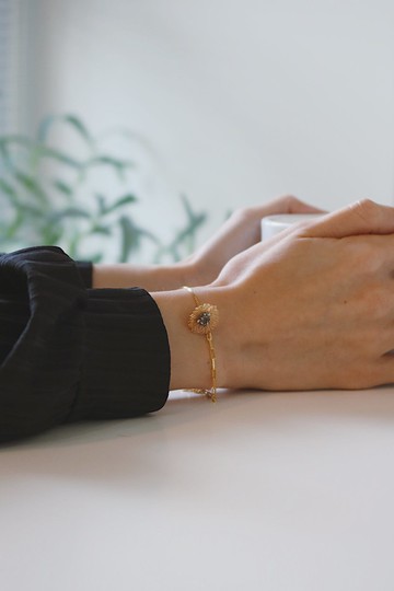 日光雪花手鍊\花手鍊 樹脂 金色手鍊 婚禮飾品 七夕 情人節禮物