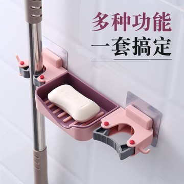 拖把掛鉤壁掛衛生間置物架免打孔強力粘膠掃把墻壁掛架拖布固定夾
