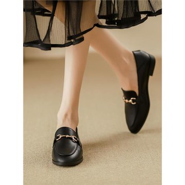 真皮平底樂福鞋女英倫風小皮鞋馬銜扣法式低跟單鞋軟皮通勤職業鞋