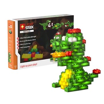 美國 Light Stax - Reptiles亮亮積木-小顆粒系列-鱷魚4合1-105顆