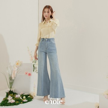 極簡刷色牛仔喇叭褲