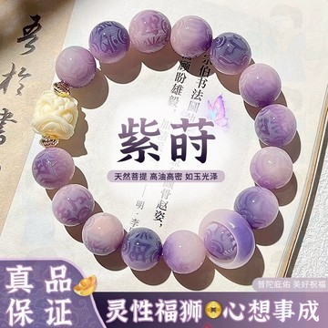 【招財納寶】天然菩提手串 紫蒔醒獅白玉菩提手串 六字箴言菩提根手串 盤玩繞指柔佛珠手鏈 招財四寶菩提手珠 手環 真菩提