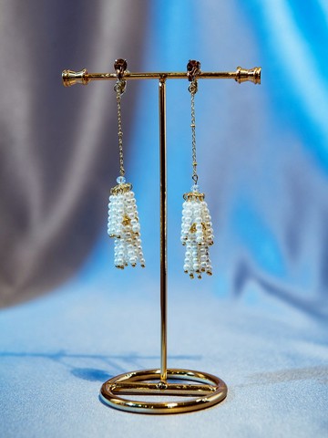 珍珠舞裙-珍珠垂墜耳環