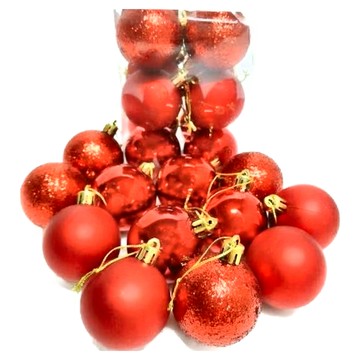 摩達客 聖誕 霧亮混款電鍍球24個吊飾組  5cm  紅色系  1組