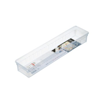 inomata 可疊式抽屜分隔/鏡櫃用收納盒 活動式隔板 側邊孔洞可透氣  透明  1個