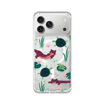 iPhone 17 Pro Max ClearX (MagSafe 兼容) 晶透白 - RHINOSHIELD X Taipei Zoo - 臺灣水域插畫（水獺、龜、蛙）