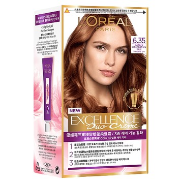L'OREAL PARiS 巴黎萊雅 優媚霜三重護髮雙管染髮霜 輕鬆補染局部蓋白 省用量 升級養護配方  6.35 琥珀棕  1組
