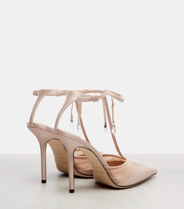 Jimmy Choo Afia 100 velvet-trimmed satin pumps