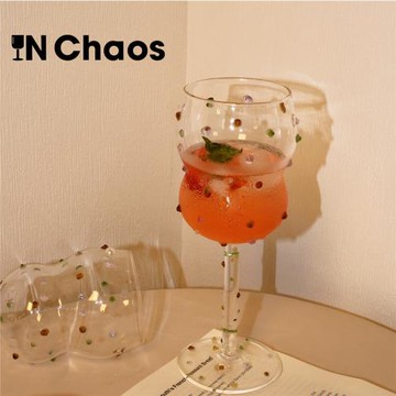 IN Chaos小眾藝術彩色寶石玻璃杯顏值高腳杯ins香檳杯果汁紅酒杯