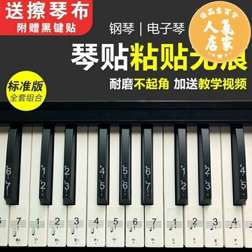 鍵琴貼 音符鍵位貼 鋼琴電子琴鍵盤貼紙88鍵61鍵54鍵初學者五線譜簡譜音符音標按鍵貼