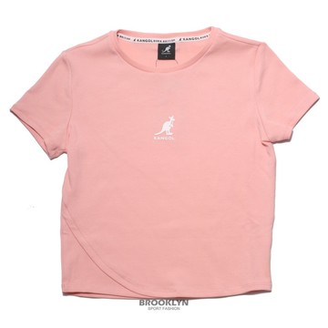 KANGOL 短T 粉 胸前小LOGO 合身 彈性 短版 袋鼠 休閒 女 6122101141