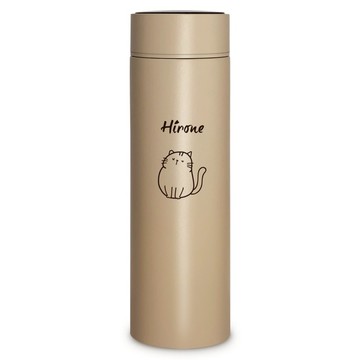 Hirone 316不鏽鋼溫度顯示保溫杯  奶茶色  1個  500ml