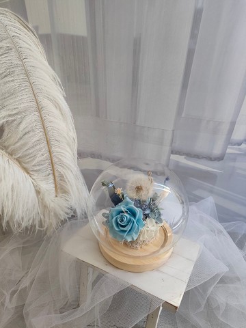 永生不凋花-蒲公英玻璃花盅 鐘罩  畢業 老師禮物