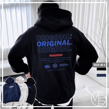 【MKST.STUDIO】韓國 ORIGINAL標語2.0內刷毛大學TEE 寬鬆落肩 男女皆可 情侶款 (36328)
