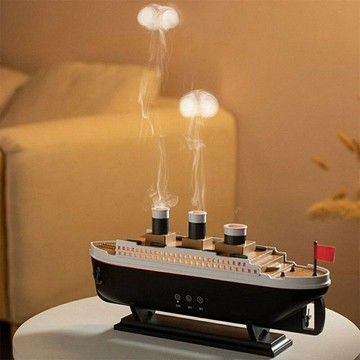 水母噴霧 超音波香薰機 桌面大霧量智慧復古郵輪 加濕器香氛機