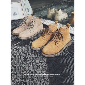 環球馬丁靴男款春夏百搭工裝鞋男士麂皮靴男生高幫大黃靴子潮鞋子
