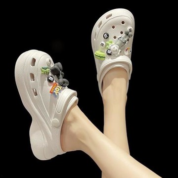 洞洞鞋女涼拖ins潮厚底高跟增高護士包頭半拖可愛外穿防滑沙灘鞋