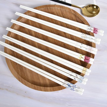 陶瓷筷子家用禮品套裝骨瓷健康高檔中式象牙長筷防霉環保精致 h802