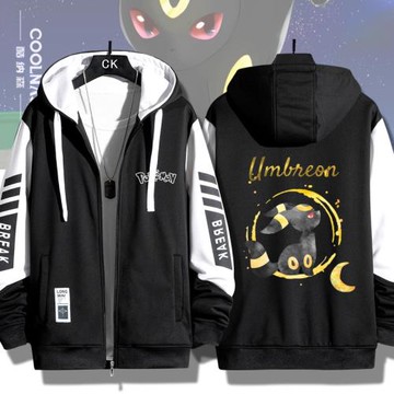 月亮伊布精靈寶可夢日系動漫印花連帽開衫衛衣春秋季學生外套衣服
