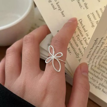 [Relise] （台灣現貨）A0486 通體純銀 s925純銀 線條鏤空蝴蝶結戒指 蝴蝶結 戒指 純銀戒指 純銀