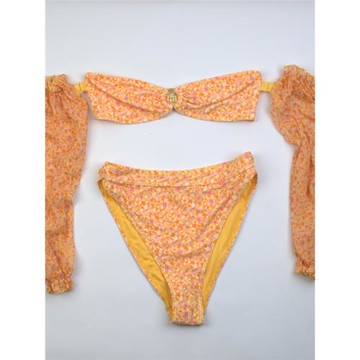 外貿抹胸高開叉性感時尚沙灘比基尼bikini可拆長袖子套裝泳衣女