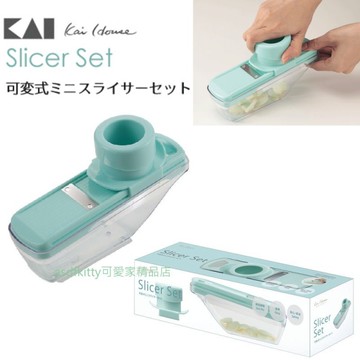 asdfkitty*貝印 可調厚度迷你切片器+大蒜剝皮器-可切蒜頭.小黃瓜-蒜頭切片器-日本正版商品