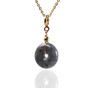 【願‧平安】烏雞翡翠平安扣項鍊 14K包金 |天然緬甸翡翠A貨|送禮