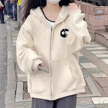 免運 韓版 開衫 衛衣女 外套 春秋薄款 大碼寬鬆 慵懶風 連帽拉鍊 加絨 帽T