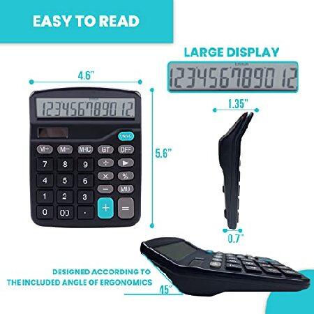 LICHAMP Desk Calculators with Big Buttons and Large Display, Office Desktop Calculator Basic 12 Digit with Solar Power and AA Battery (Included), 10 B