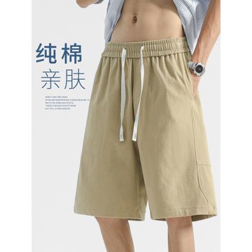 純棉工裝短褲男夏季薄款外穿休閑五分褲男士籃球運動褲卡其色褲子