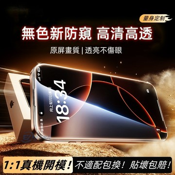 超高透覆蓋 防偷窺熒幕貼 適用 蘋果 iPhone 17 16 15 14 13 12 11 Pro Max 防窺玻璃貼