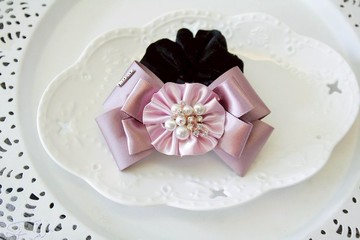 Sweet House粉紫立體蝴蝶結大腸圈