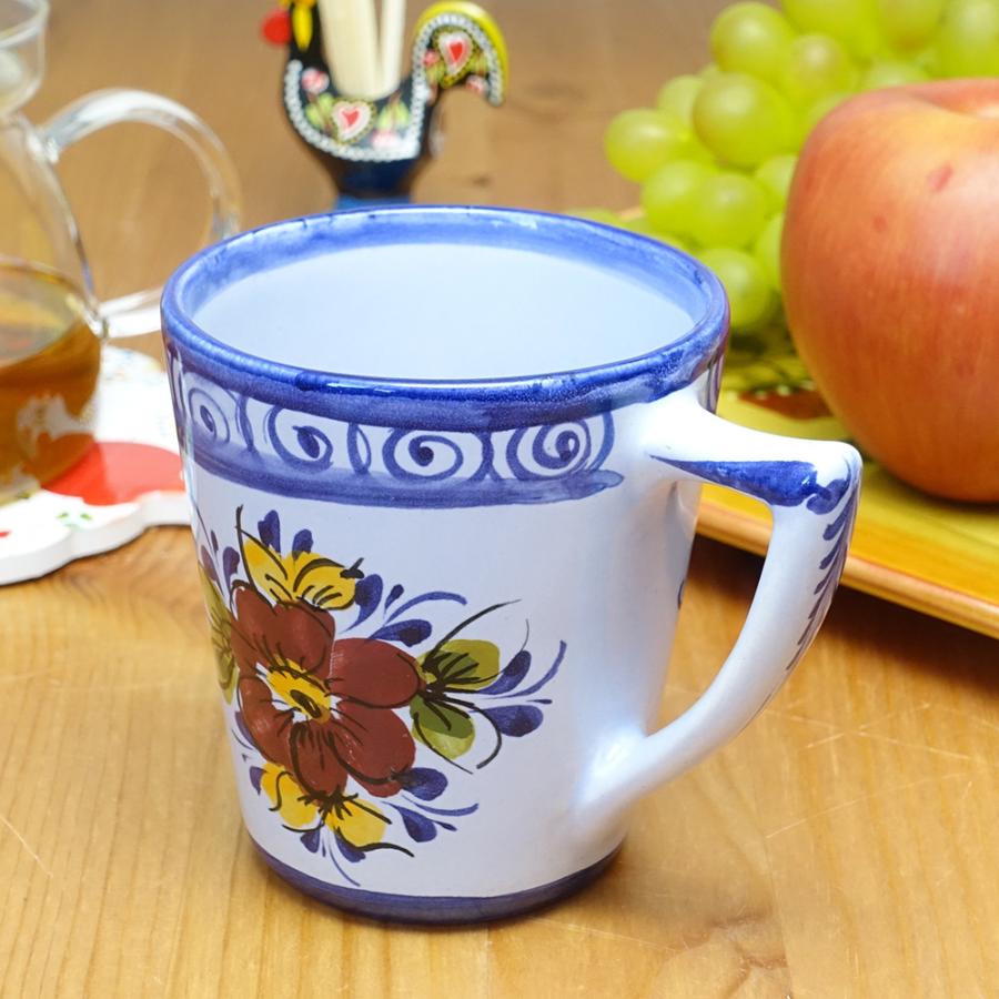 ポルトガル製 陶器 カップ&ソーサー ブラックオリーブ柄 手描き