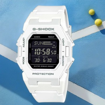 CASIO 卡西歐 G-SHOCK 纖薄時尚未來感藍牙運動電子錶 手錶-白 GD-B500-7