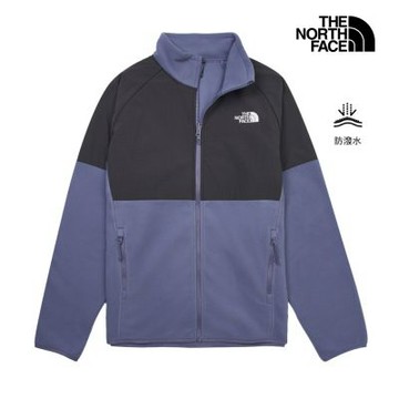 【The North Face 官方旗艦】北面男款藍色DWR防潑水抓絨外套｜8FHYGFI