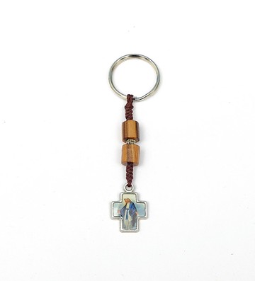 聖母 十字架 萬用掛飾 鑰匙圈 手工 橄欖木 天主教 禮品 8270010