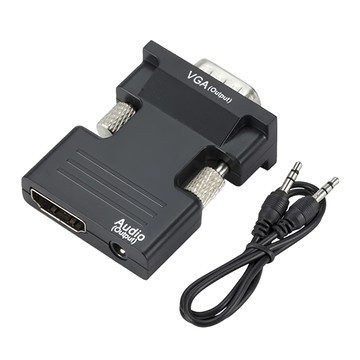 Bravo-U HDMI母轉VGA公 投影/影音訊號轉換器 附3.5mm音源線  1個  單一商品  3.5mm