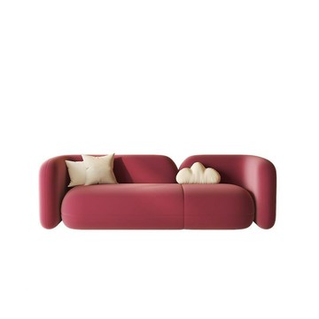 小戶型直排沙發酒紅色民宿服裝店美容院辦公室休息區接待會客洽談[DD280308]