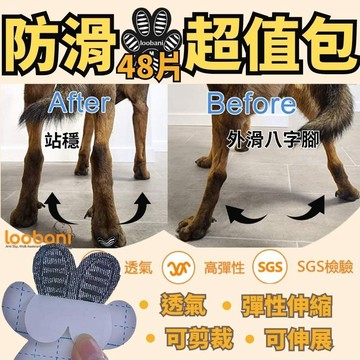 【當日新北出貨】2026 Loobani寵物防滑足貼(48片)狗狗止滑腳貼  寵物止滑 老犬關節肌力退化 幫助站力